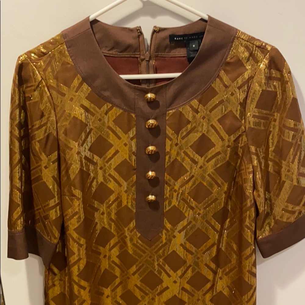 Marc by Marc Jacobs retro vintage brown and gold dress